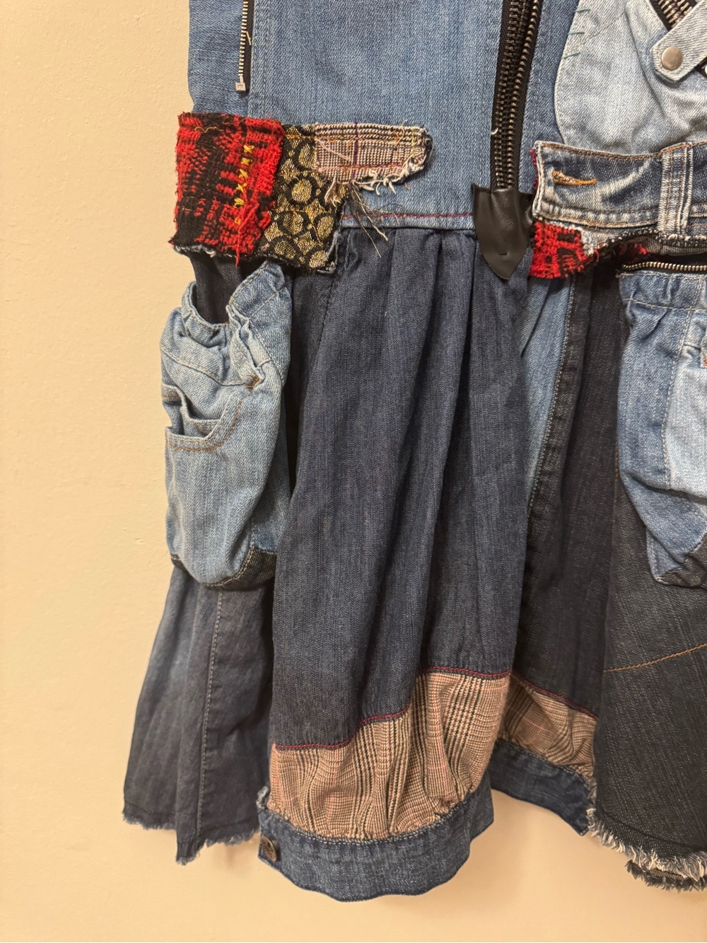 Desigual Boho Denim Midi Dress Size 38 Sleeveless Festival Jean Dress Half Zip - Picture 4 of 13
